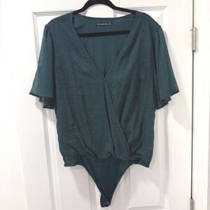 Abercrombie & Fitch XL Green Polka Dot Bodysuit‎ Short Sleeve Top Elegant Classy